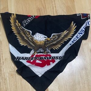Harley-Davidson Black Bandana with Gold Eagle and Red Accents